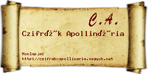 Czifrák Apollinária névjegykártya